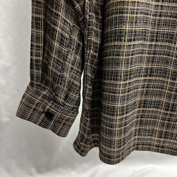 Massoti Men's Large Brown Plaid Button Down Long Sleeve Made in Italy Shirt - Picture 3 of 6